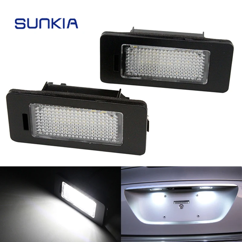 

2Pcs/Set SUNKIA LED Number License Plate Lights For Skoda Fabia Superb Yeti 24SMD LED White Color No Error Warming Free Shipping