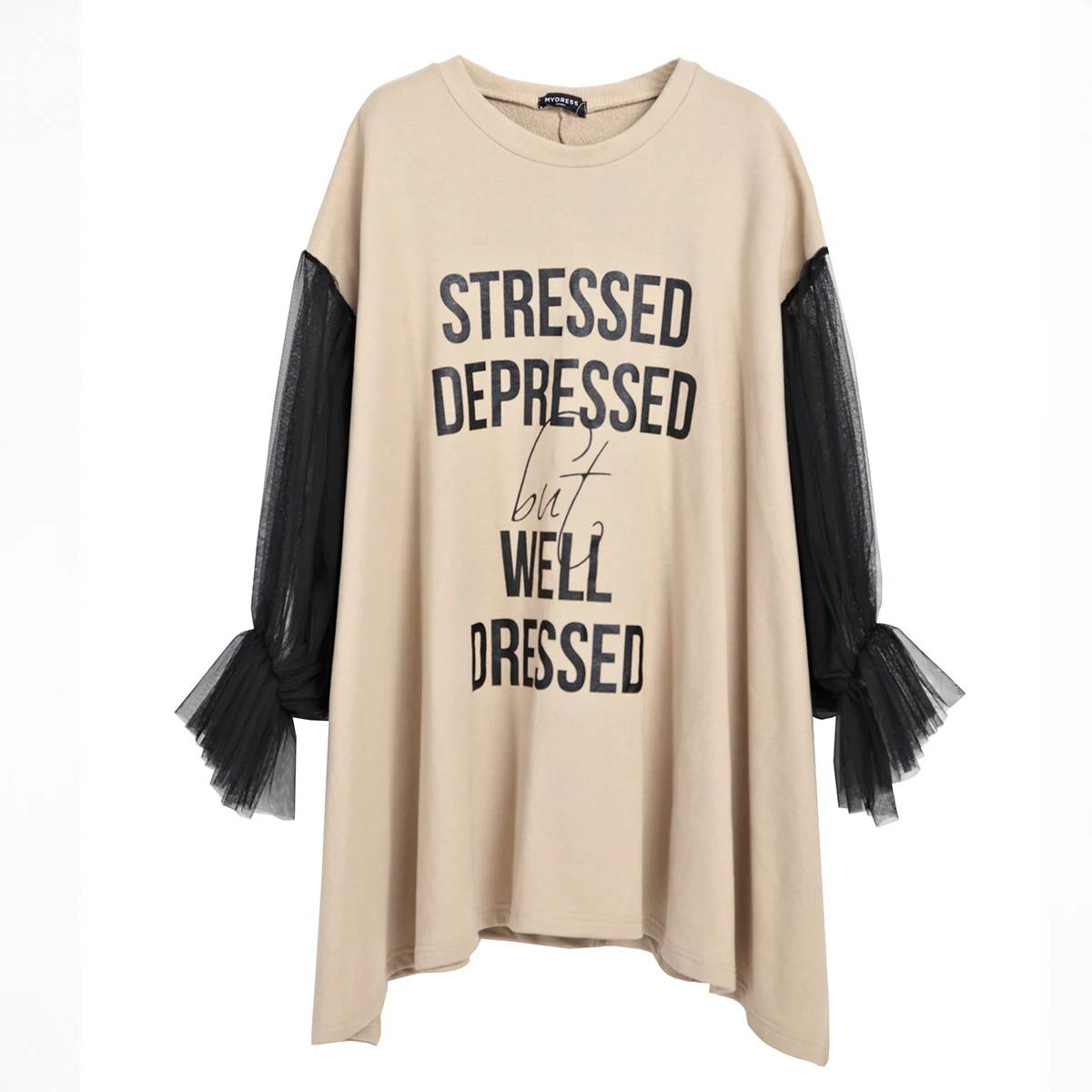 QING MO Women Letter Print T Shirt Dress Women Full Sleeve Mesh Patchwork Dress Women Irregular Dress 2021 Spring Summer ZQY717
QING MO Women Letter Print T Shirt Dress Women Full Sleeve Mesh Patchwork Dress Women Irregular Dress 2021 Spring Summer ZQY717