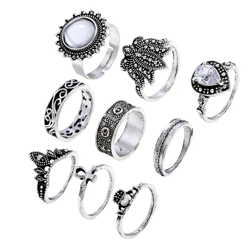 9 Pcs/Set Carving Flower Simplicity Geometric Rings Women's Fashion Personality Vintage Crown Rhinestones Stylish Knuckle Rings
9 Pcs/Set Carving Flower Simplicity Geometric Rings Women's Fashion Personality Vintage Crown Rhinestones Stylish Knuckle Rings