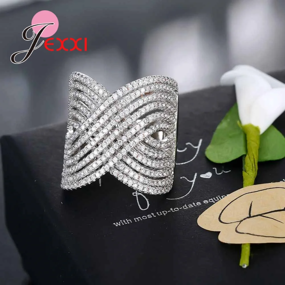 Top Zircon Crystal Multilayer Silver Color Cross Double X 925 Sterling Silver For Women Finger Rings Luxury Gift
Top Zircon Crystal Multilayer Silver Color Cross Double X 925 Sterling Silver For Women Finger Rings Luxury Gift