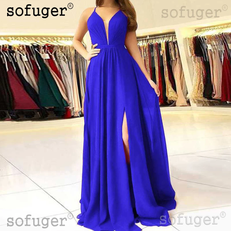 Long Royal Blue Chiffon V Neck Robe De Soiree Evening Dresses High Slit Plus Size Arabic Muslim Special Occasion Custom Made
Long Royal Blue Chiffon V Neck Robe De Soiree Evening Dresses High Slit Plus Size Arabic Muslim Special Occasion Custom Made