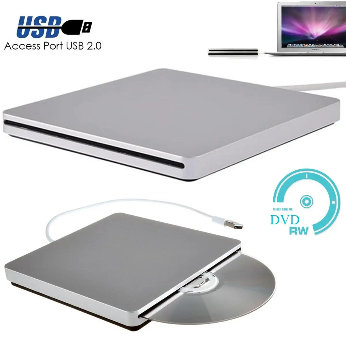 Ультратонкий внешний USB CD DVD Rom RW проигрыватель горелка привод для MacBook Для iMac Mac Win8