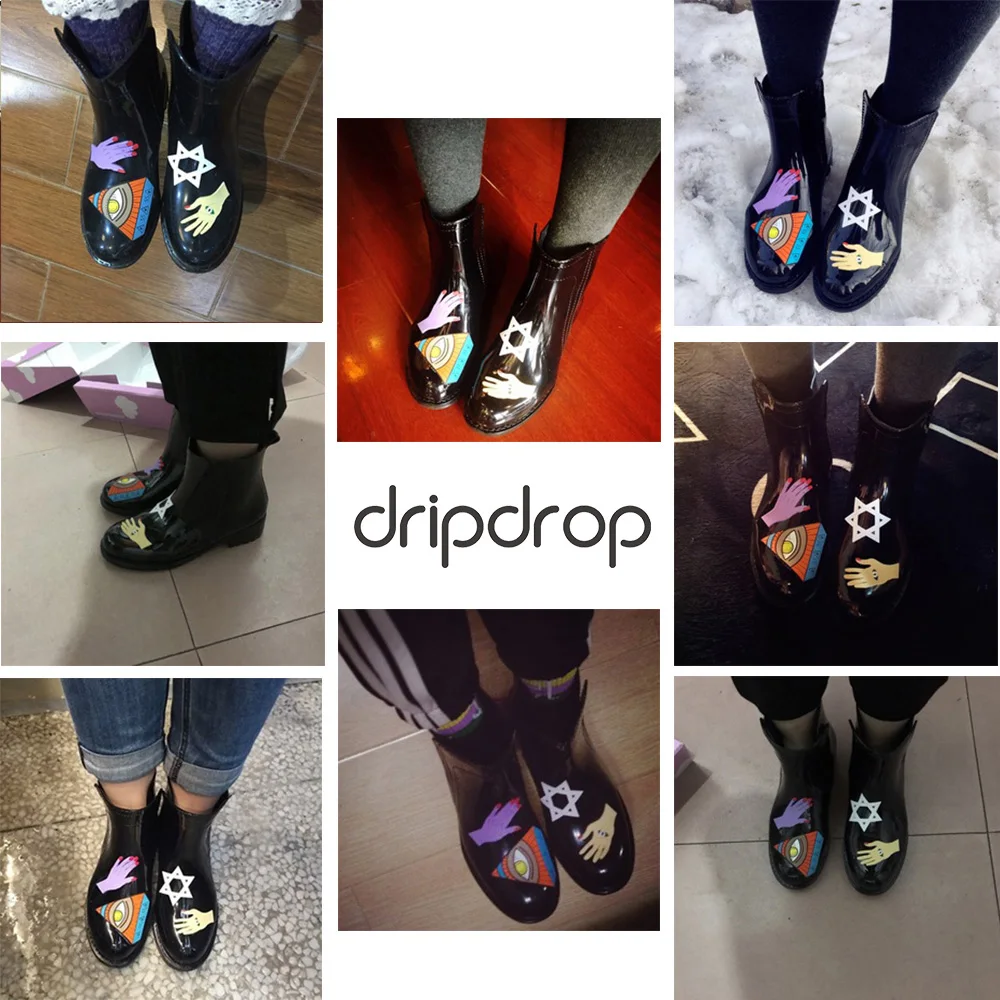 Boots Women Rain Boots Women Waterproof Ankle Short Booties Fashion Shoes Handmade Appliques Witch Mystic Illuminati
Boots Women Rain Boots Women Waterproof Ankle Short Booties Fashion Shoes Handmade Appliques Witch Mystic Illuminati