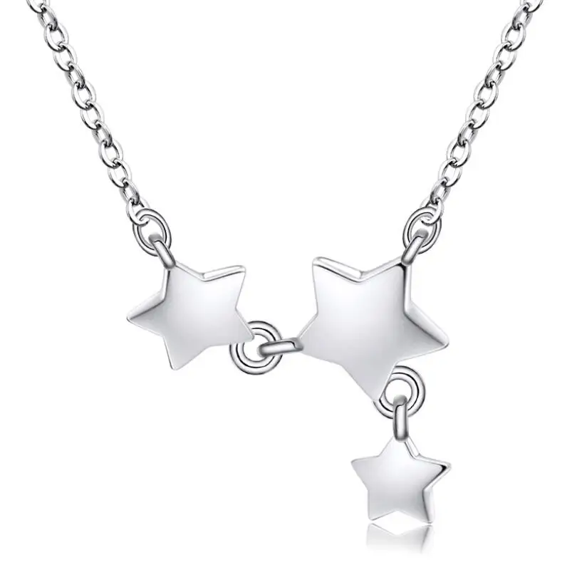 New Sweet Three Little Stars Pendant Necklaces For Women Short Clavicle Chain Choker 925 Sterling Silver Jewelry Collier SAN34
New Sweet Three Little Stars Pendant Necklaces For Women Short Clavicle Chain Choker 925 Sterling Silver Jewelry Collier SAN34