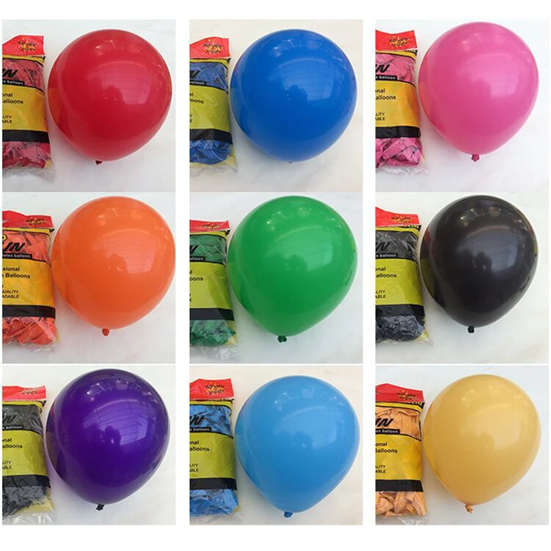 

100pcs 2.2g 10 inch Latex Matt Round Inflatable Balloon Colorful For Birthday Party Wedding Christmas Decoration