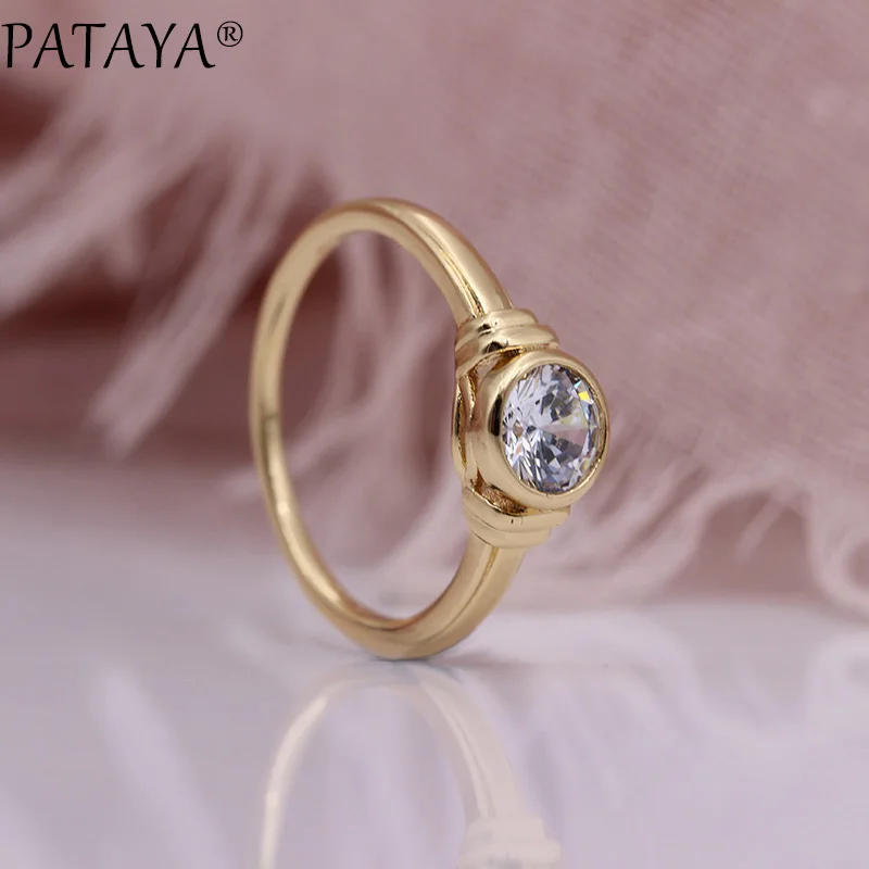 PATAYA Новые блестящие полые кольца подарки 585 розовое золото круглые натуральные