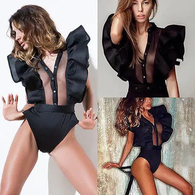 Womens Off Shoulder Mini Bodysuits Short Sleeve Solid Playsuit Beach See -Through Ladies Jumpsuit White Red Black Costume
Womens Off Shoulder Mini Bodysuits Short Sleeve Solid Playsuit Beach See -Through Ladies Jumpsuit White Red Black Costume