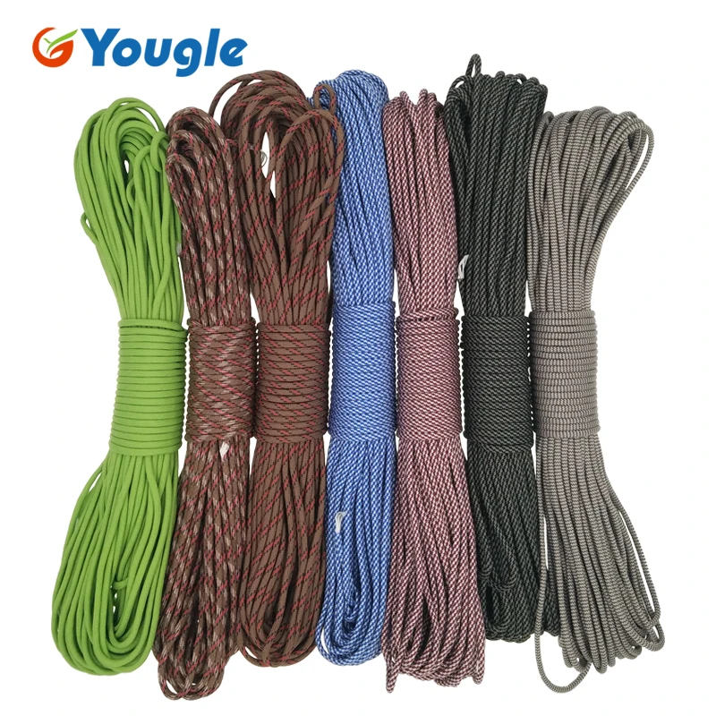 

YOUGLE Outdoor Paracord 550 Parachute Cord Lanyard Rope Woven Bracelet Type III 100FT Camping survival equipment 130-136