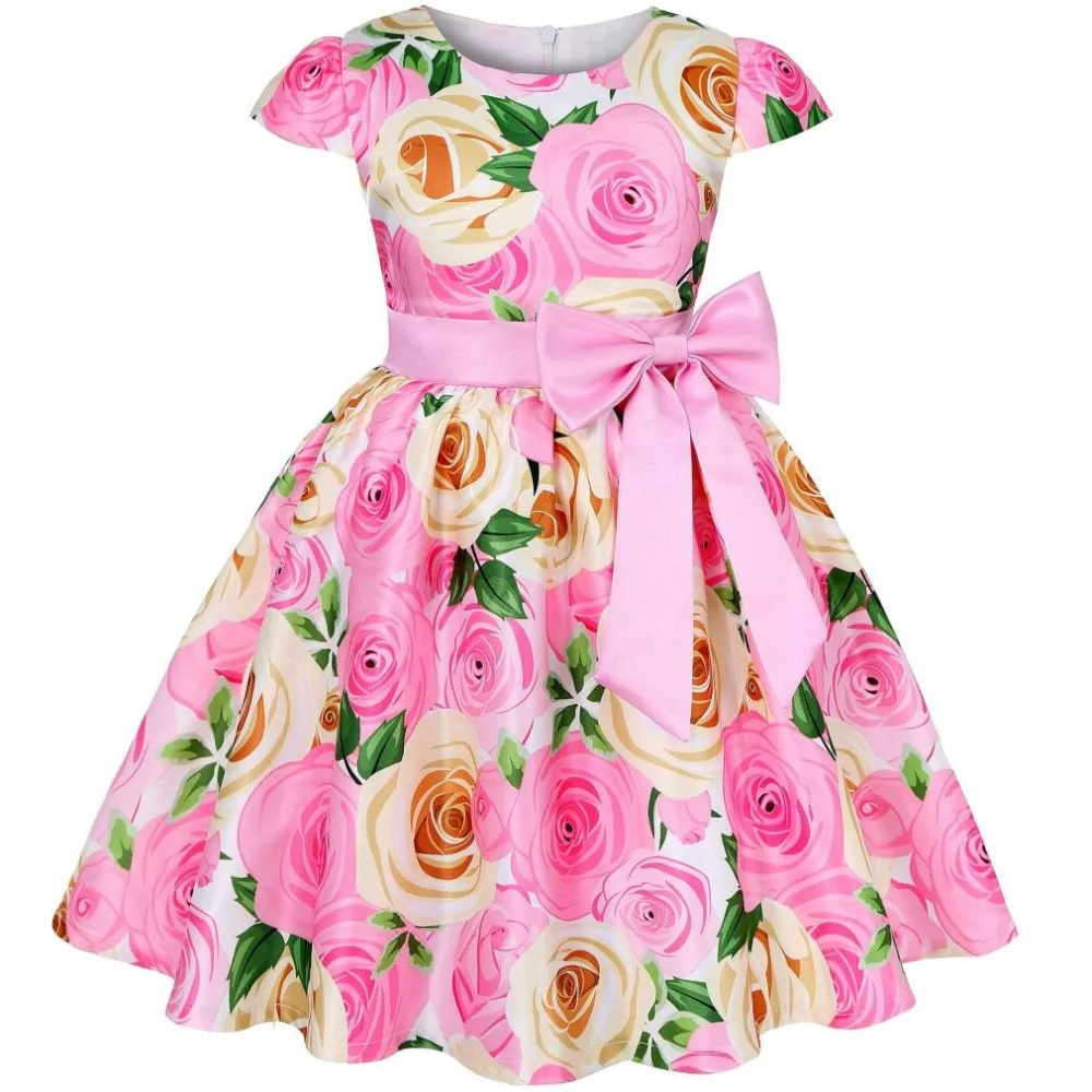 Summer Girls Rose Print Dress Princess Wedding Birthday Party Frocks Satin Children Vestidos Dresses For Girl Christmas Clothing
Summer Girls Rose Print Dress Princess Wedding Birthday Party Frocks Satin Children Vestidos Dresses For Girl Christmas Clothing