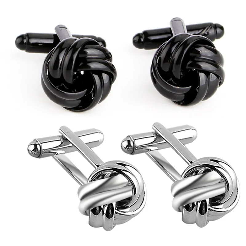 

Knot Cufflinks For Men Shirt Cufflinks Cuff Links Black Gold Tone Unique Business Wedding Jewelry Gifts