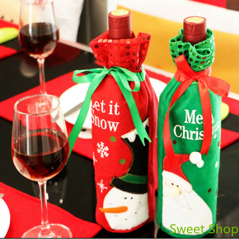 1pc Red Wine Bottle Cover Bags Santa Claus Dinner Table Decoration Home Party Decors Christmas Tree Beer Snowman Bow-Knot Gift
1pc Red Wine Bottle Cover Bags Santa Claus Dinner Table Decoration Home Party Decors Christmas Tree Beer Snowman Bow-Knot Gift
