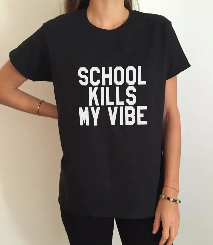 Женская футболка с надписью «school kils my vibe», хлопковая повседневная черная футболка, хипстерская BZ-320
Женская футболка с надписью «school kils my vibe», хлопковая повседневная черная футболка, хипстерская BZ-320