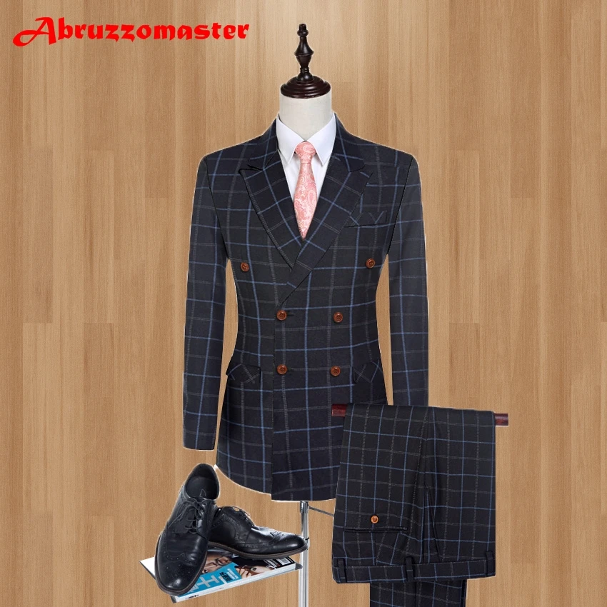 High Quality 2 Piece Serge Brand Men Suits Men Plaid Suits for Wedding Groom Double Breasted Peaked Lapel Slim Fit Business Suit
High Quality 2 Piece Serge Brand Men Suits Men Plaid Suits for Wedding Groom Double Breasted Peaked Lapel Slim Fit Business Suit