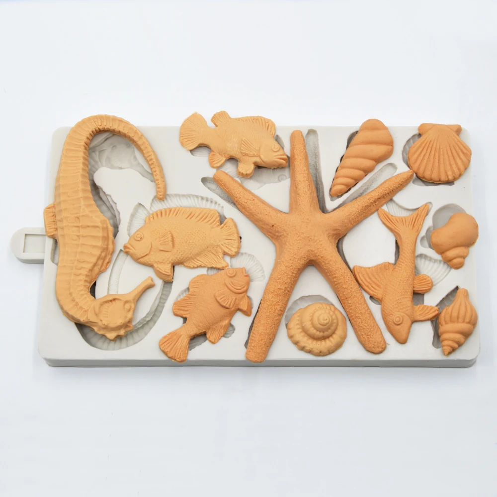 silicone fondant cake mold shells starfish conch hippocampus fish Marine series fondant cake mold chocolate molds DIY baking too
silicone fondant cake mold shells starfish conch hippocampus fish Marine series fondant cake mold chocolate molds DIY baking too