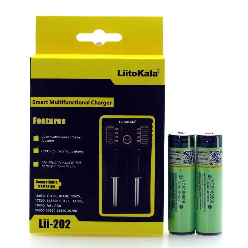 Liitokala Lii-202 1.2V 3.2V 3.7V 26650 Charger+2PCS Protection NCR18650B 3400mAh 18650 Rechargeable Battery +PCB
Liitokala Lii-202 1.2V 3.2V 3.7V 26650 Charger+2PCS Protection NCR18650B 3400mAh 18650 Rechargeable Battery +PCB