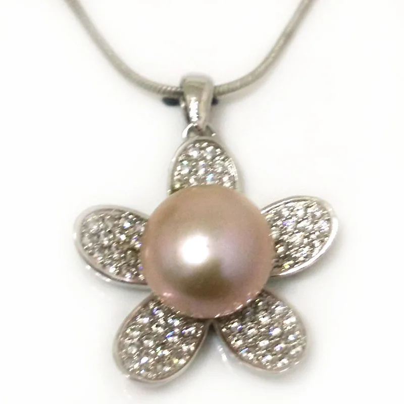 18 inches Multiple Shiny Zirconia Flower Style 12-13mm Natural Lavender Button Pearl Sterling Silver Pendent Necklace
18 inches Multiple Shiny Zirconia Flower Style 12-13mm Natural Lavender Button Pearl Sterling Silver Pendent Necklace