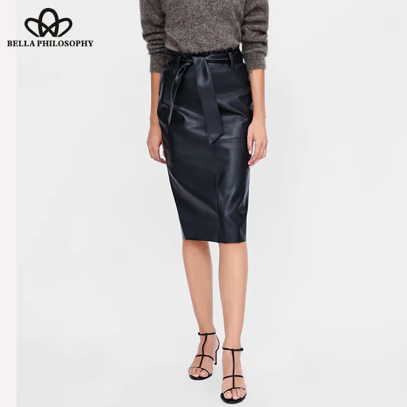 Женская винтажная юбка Heydress повседневная из искусственной кожи с бантом на поясе