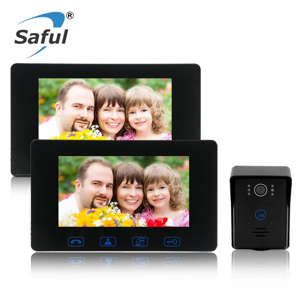 Saful 7 "цветной экран проводной ночного видения Видео дверь домофон