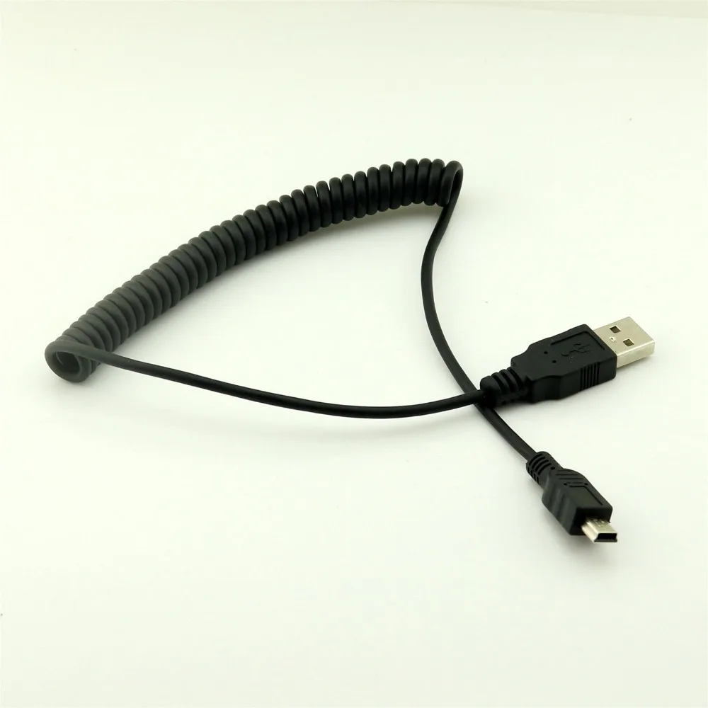 1 шт. черный спиральный прямой Переходник USB 2 0 A папа Mini 5 Pin футов|coiled usb|mini usbmini usb a |