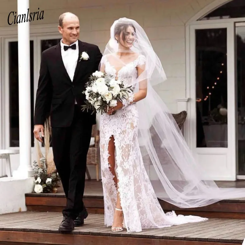 Boho Wedding Dress Mermaid Sexy Front Split Lace Long Sleeve Vestido De Noiva Bohemia Wedding Gowns Bride Dress
Boho Wedding Dress Mermaid Sexy Front Split Lace Long Sleeve Vestido De Noiva Bohemia Wedding Gowns Bride Dress