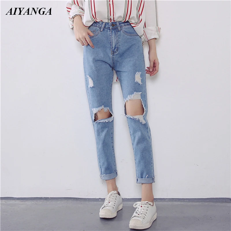 AIYANGA 2018 Summer Fashion Womens Hole Jeans High Waist Harem Pants Denim Trousers Ankle-Length Pant Spring Autumn
AIYANGA 2018 Summer Fashion Womens Hole Jeans High Waist Harem Pants Denim Trousers Ankle-Length Pant Spring Autumn