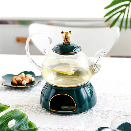 

Northern European Light Luxury English Afternoon Tea Set Cup and saucer set High-grade Ceramic Glass Candle Boiled Fruit Teapot