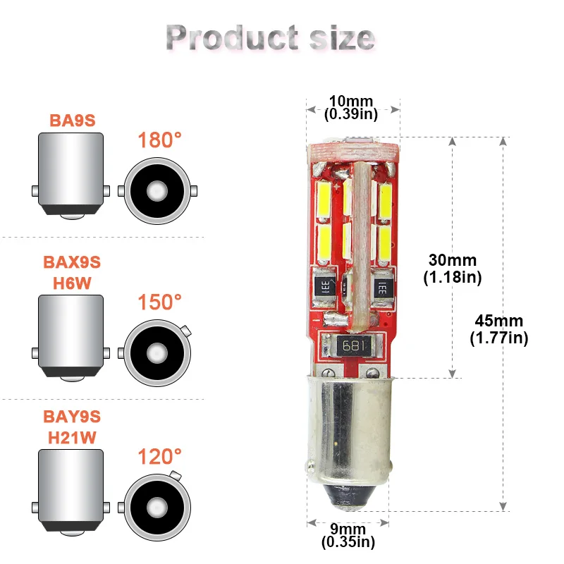 SAARMAT 2* Led H21W BA9S bax9s bay9s H6W T4W W6W bulb light car styling interior parking lights 1895 57 T4W 182 1445 6253 white
SAARMAT 2* Led H21W BA9S bax9s bay9s H6W T4W W6W bulb light car styling interior parking lights 1895 57 T4W 182 1445 6253 white