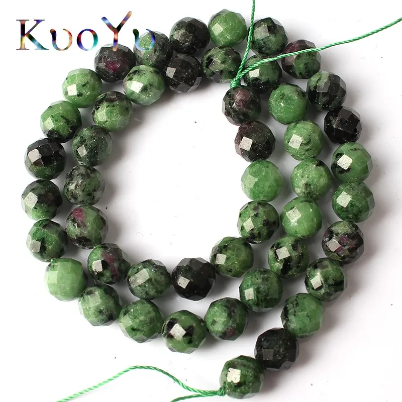 Натуральный граненый Epidote Rubys Zoisite Драгоценный Камень Круглые бусины для