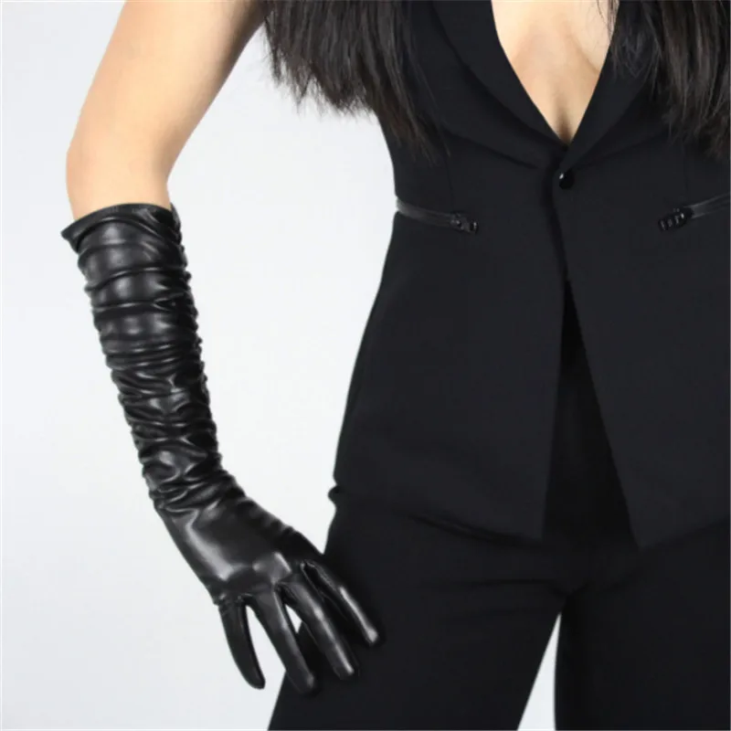 Touchscreen Long Gloves Woman's Simulation Leather PU Pleated Pile Black Silk Lined Female Touch Leather Gloves 40-50cm WPU81
Touchscreen Long Gloves Woman's Simulation Leather PU Pleated Pile Black Silk Lined Female Touch Leather Gloves 40-50cm WPU81