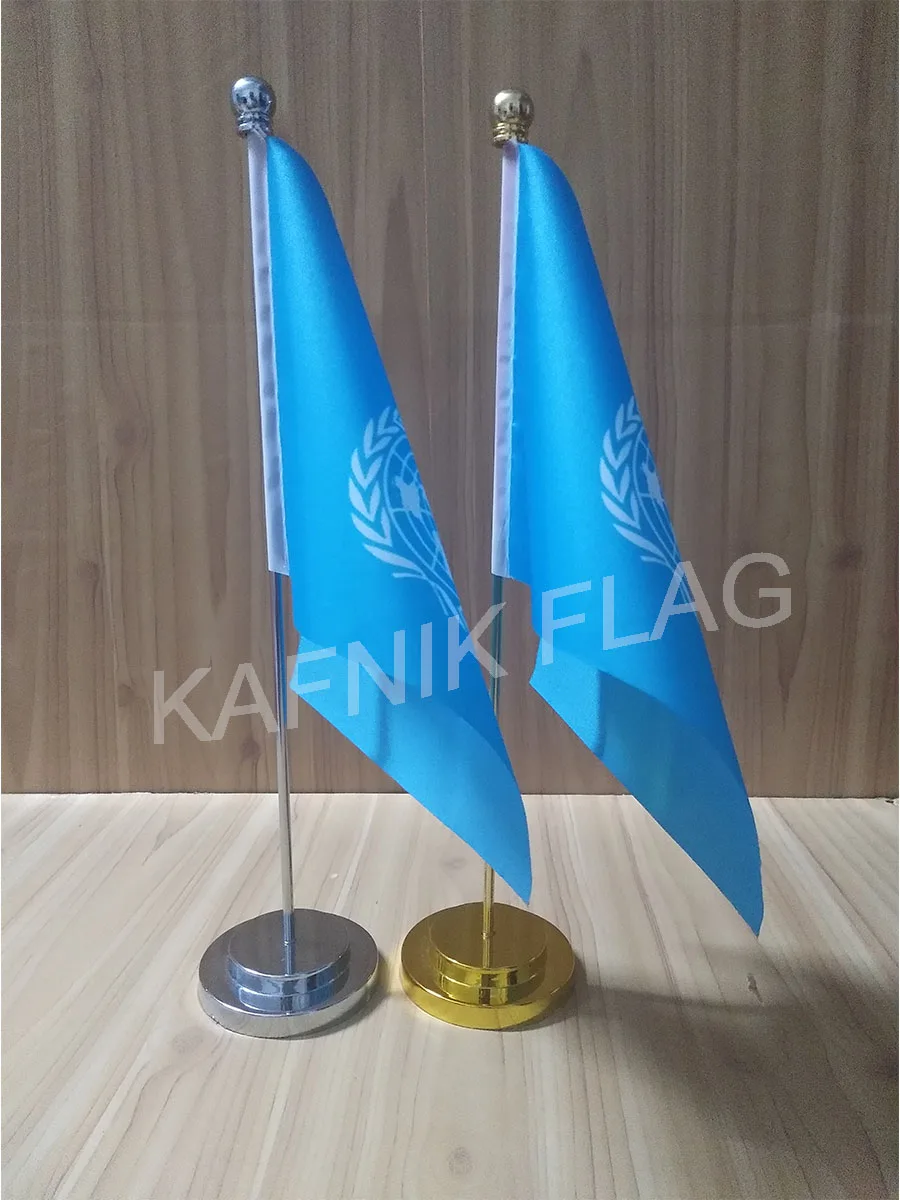 KAFNIK United Nations UN Office table desk flag with gold or silver metal flagpole base 14*21cm country free shipping | Дом и сад