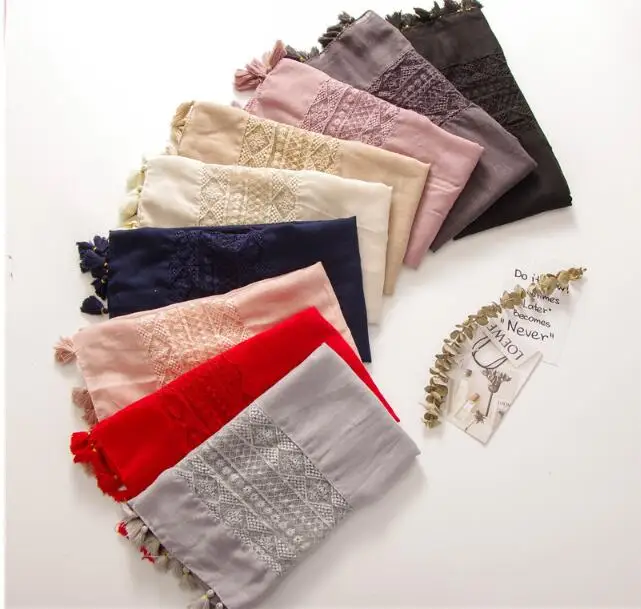 S1 10pcs High quality plain cotton lace tassle scarf headband shawls hijab lady scarf/scarves
S1 10pcs High quality plain cotton lace tassle scarf headband shawls hijab lady scarf/scarves