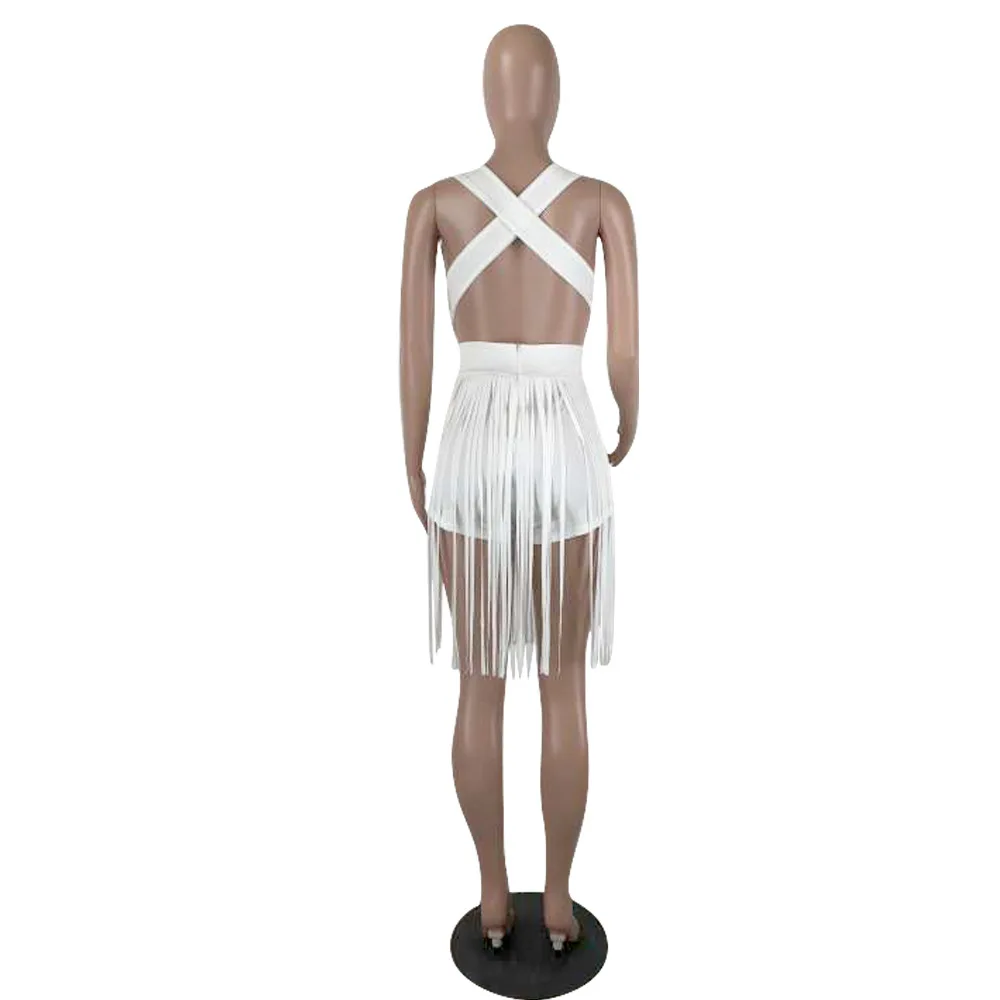 Sexy Short Jumpsuit Deep V-Neck Backless Bodycon Rompers Women White Elegant Tassel Overalls Body Mujer Nightclub Playsuit 2019
Sexy Short Jumpsuit Deep V-Neck Backless Bodycon Rompers Women White Elegant Tassel Overalls Body Mujer Nightclub Playsuit 2019