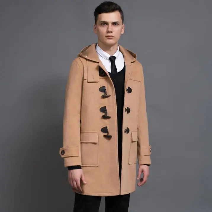 Black khaki casual long sleeve wool coat men with a hood coats mens horn button cashmere overcoats spring autumn trench jacket
Black khaki casual long sleeve wool coat men with a hood coats mens horn button cashmere overcoats spring autumn trench jacket