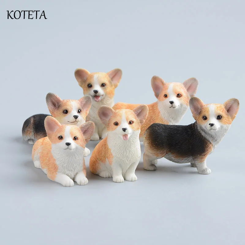Милые миниатюрные фигурки животных Koteta из смолы декоративные имитация корги