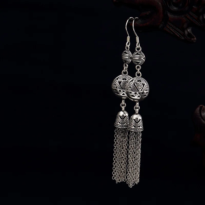 Retro Tassels Hollow Female Earrings Real 925 Sterling Silver Drop Earrings Vintage Handmade Jewels
Retro Tassels Hollow Female Earrings Real 925 Sterling Silver Drop Earrings Vintage Handmade Jewels