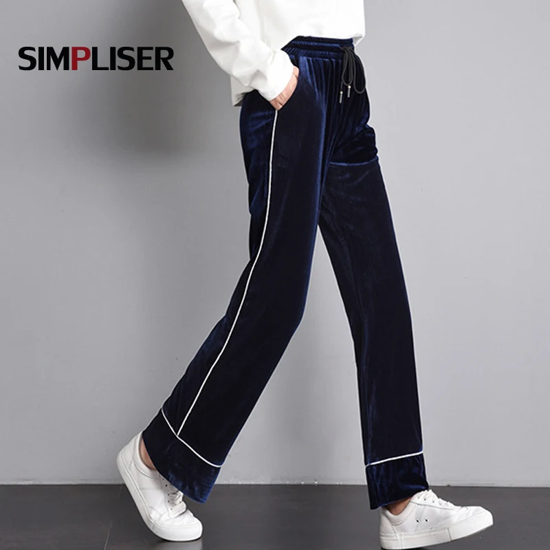 Women 2018 New Pleuche Wide Leg Trousers Striped Blue Black Female Straight Casual Pants Femme Pantalon Plus Size 4XL Ladies
Women 2018 New Pleuche Wide Leg Trousers Striped Blue Black Female Straight Casual Pants Femme Pantalon Plus Size 4XL Ladies