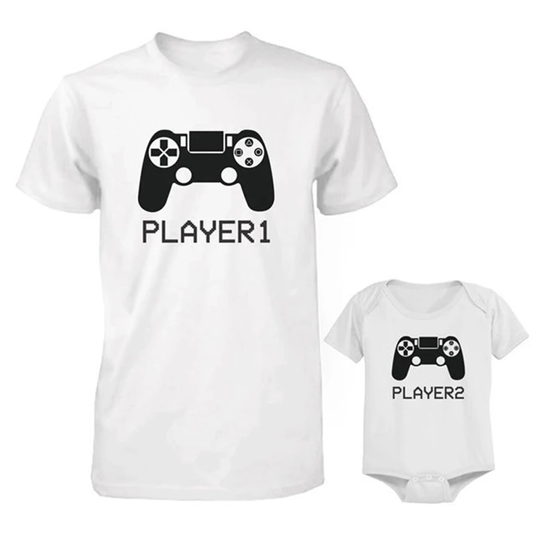 Белая футболка для папы и ребенка комплект из одного предмета топы топ с забавным