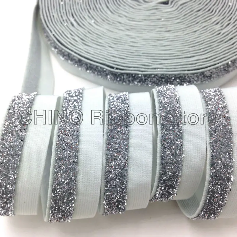 20Y 2 colors M-1-B 5/8" Top Quality Silver Glitter Elastic Ribbon Bling Bling Elastic Webbing Fold Over Elastic for DIY Headwear
20Y 2 colors M-1-B 5/8" Top Quality Silver Glitter Elastic Ribbon Bling Bling Elastic Webbing Fold Over Elastic for DIY Headwear