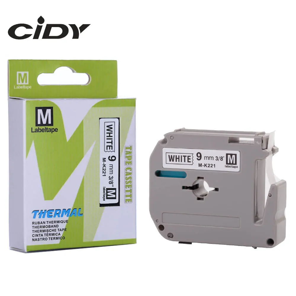 CIDY Mk Tape MK221 MK 221 M-K221 9mm Black on White for PT-65 PT-70 PT-80 PT-85 PT-90 PT-M95 PT-100 PT-110 PT-45M Label Printer
CIDY Mk Tape MK221 MK 221 M-K221 9mm Black on White for PT-65 PT-70 PT-80 PT-85 PT-90 PT-M95 PT-100 PT-110 PT-45M Label Printer