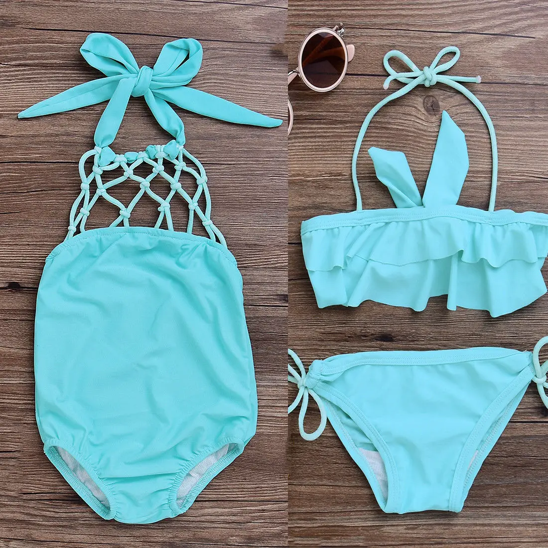 Summer Hot 2-7Y Toddler Baby Girls Kids Swimwear Ruffles Mesh Tube Swimsuit Bathing Suit Tankini Bikini Set Beachwear Holiday | Мать и