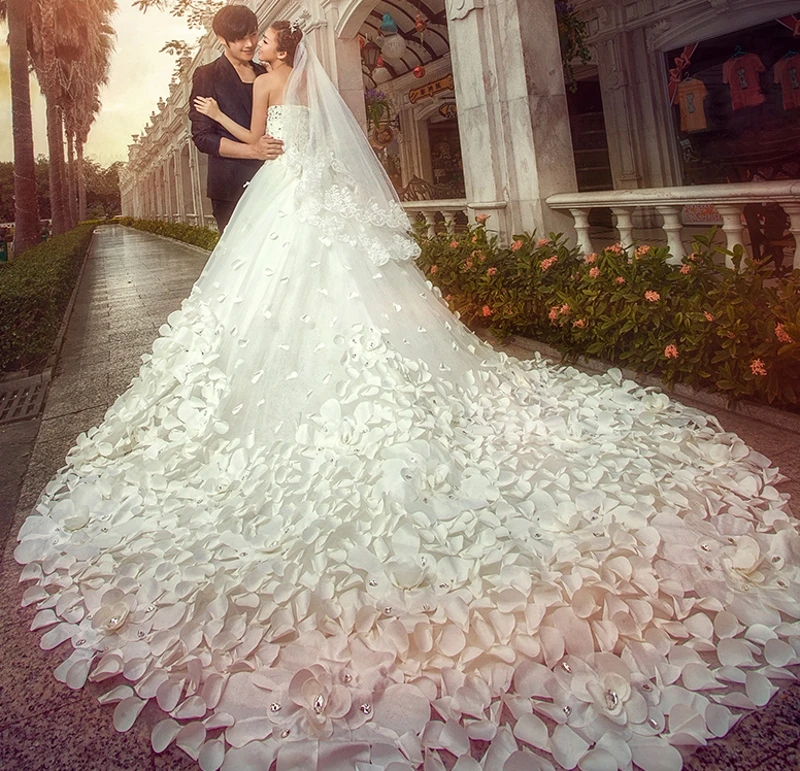 Custom Made Robe De Mariee Pearls Crystal Full Flowers Ball Gown Wedding Gowns With 1.2m Train Princess Bridal Dress 2019
Custom Made Robe De Mariee Pearls Crystal Full Flowers Ball Gown Wedding Gowns With 1.2m Train Princess Bridal Dress 2019