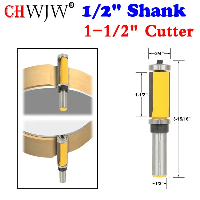 1Pc 1/2" Shank Flush Trim Router Bit Top & Bottom Bearing - 1-1/2"H For Woodworking Cutting Tool
1Pc 1/2" Shank Flush Trim Router Bit Top & Bottom Bearing - 1-1/2"H For Woodworking Cutting Tool