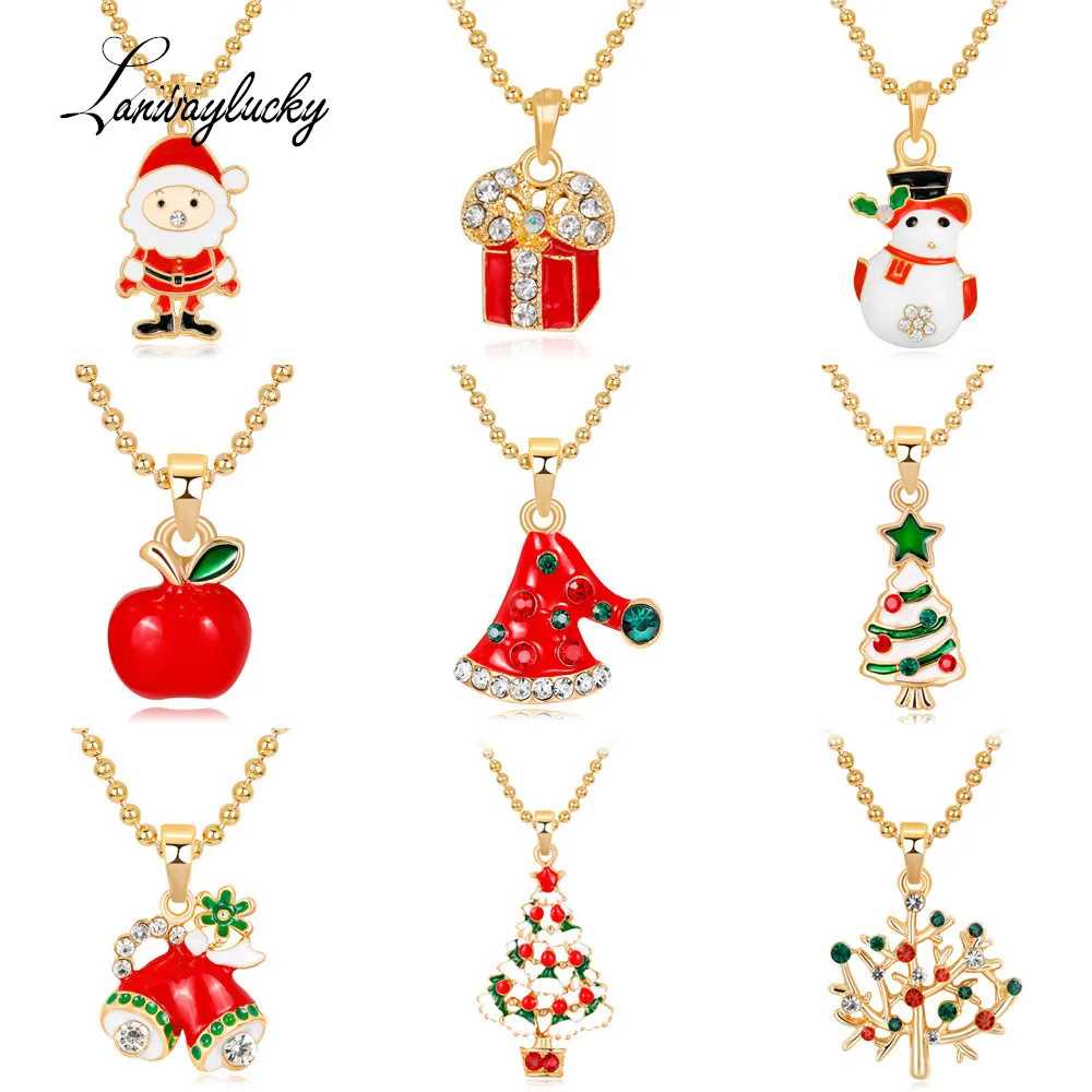 10pcas/lot Rhinestone Pendent Necklace Christmas Charm Gifts For Women Kids Shiny Alloy New Year Christmas Necklace Gold Jewelry
10pcas/lot Rhinestone Pendent Necklace Christmas Charm Gifts For Women Kids Shiny Alloy New Year Christmas Necklace Gold Jewelry