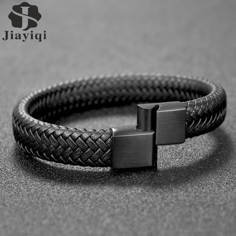 Jiayiqi Punk Men Braided Leather Bracelet Jewelry Black/Brown Stainless Steel Magnetic Clasp Fashion Bangles 18.5/22/20.5cm
Jiayiqi Punk Men Braided Leather Bracelet Jewelry Black/Brown Stainless Steel Magnetic Clasp Fashion Bangles 18.5/22/20.5cm