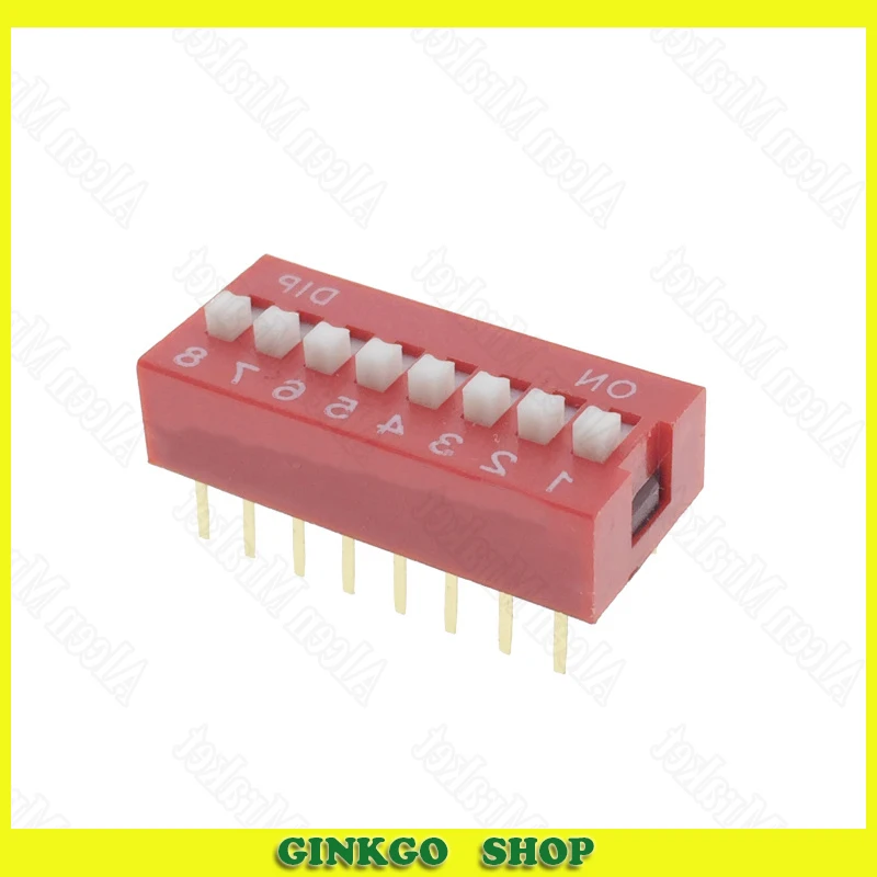 

1000pcs/lot DIP Switch 8 Position Straight Pin DS Slide Type 1/2/3/4/5/6/7/8/-10 2.54mm