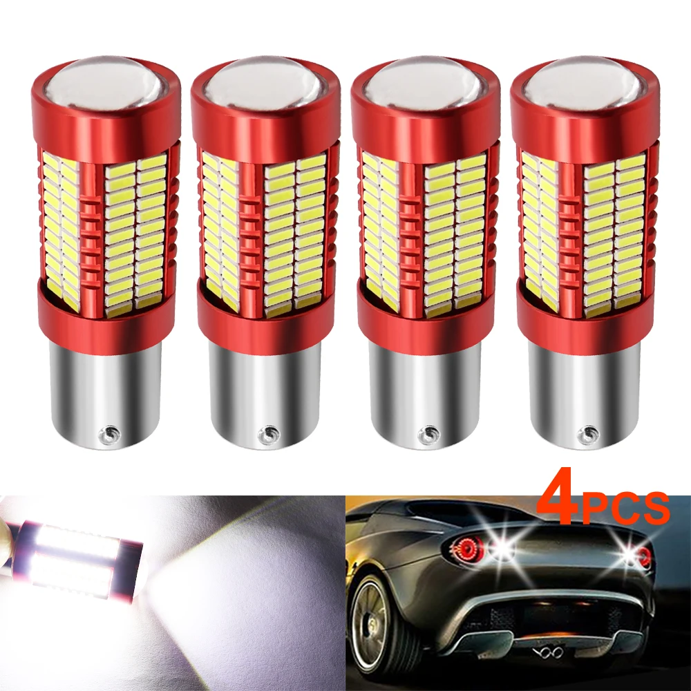4 шт. BA15S 1156 P21W LED S25 106 чипы 4014 SMD белый автомобильный внешний DRL сигнал поворота
