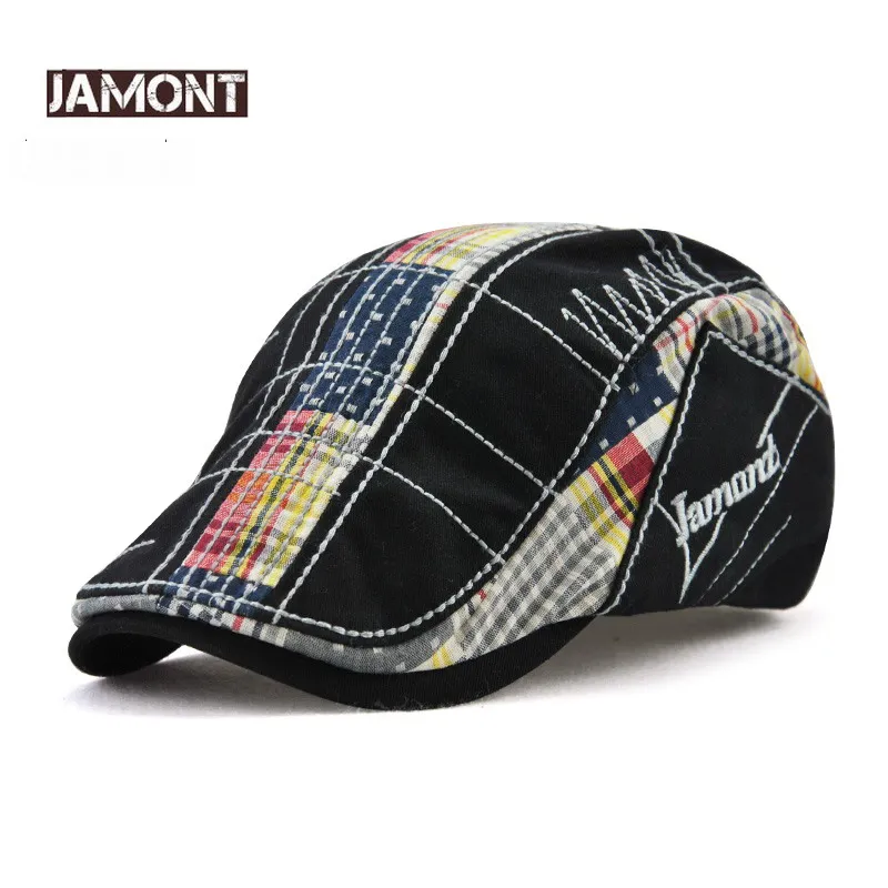 

JAMONT Cotton Beret Hats for Men's Summer 2018 NEW Vintage Casual Peaked Caps for Women British Retro Caps Custom Embroidery Hat