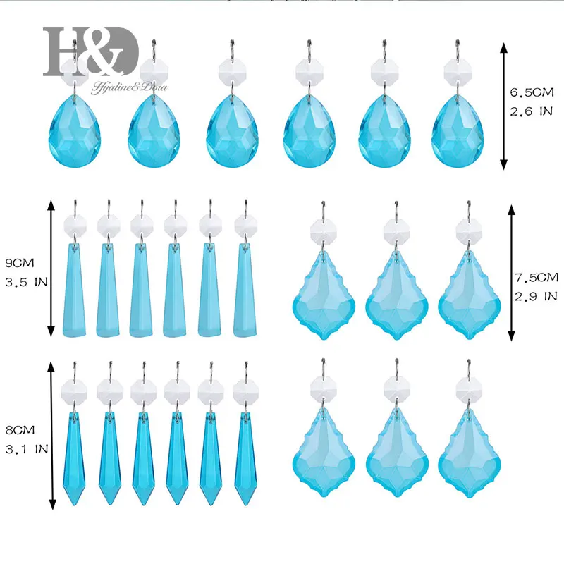H&D 24pcs Sky Blue Crystal Beads Drop Pendants Chandelier Curtain Lamp Chain Prisms for Wedding Party Centerpieces Decoration
H&D 24pcs Sky Blue Crystal Beads Drop Pendants Chandelier Curtain Lamp Chain Prisms for Wedding Party Centerpieces Decoration