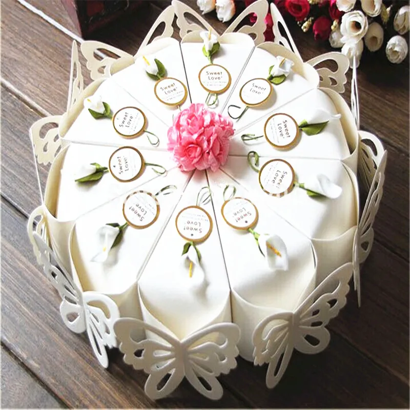 Creative Sweet Butterfly White Cake Candy Boxes + Flower + tags Wedding Favor Gift Paper Box 50sets
Creative Sweet Butterfly White Cake Candy Boxes + Flower + tags Wedding Favor Gift Paper Box 50sets