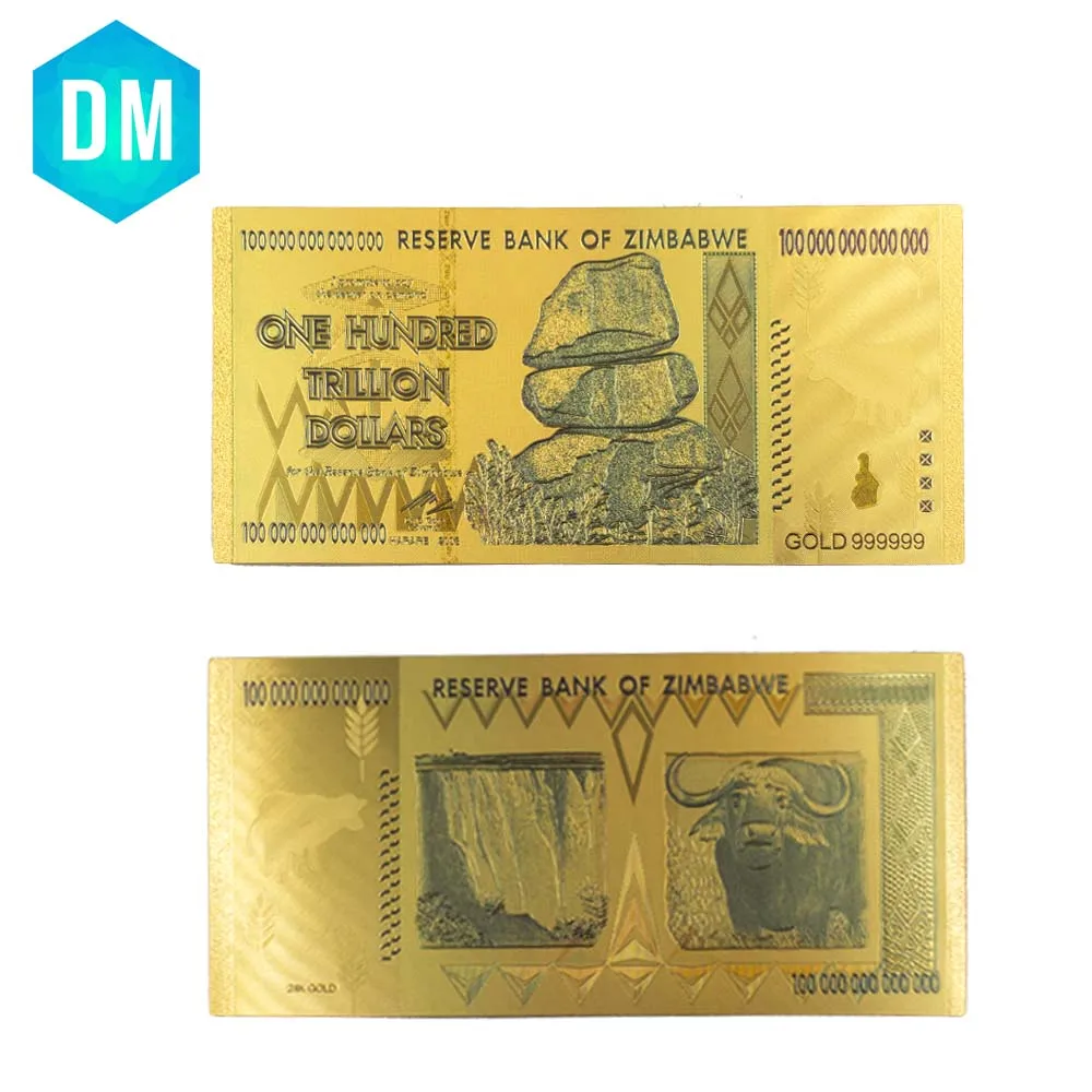 10000pcs Zimbabwe One Hundred Trillion Dollar Colorful Gold Banknote 24k Gold Foil World Money Wholesale Value Collection
10000pcs Zimbabwe One Hundred Trillion Dollar Colorful Gold Banknote 24k Gold Foil World Money Wholesale Value Collection